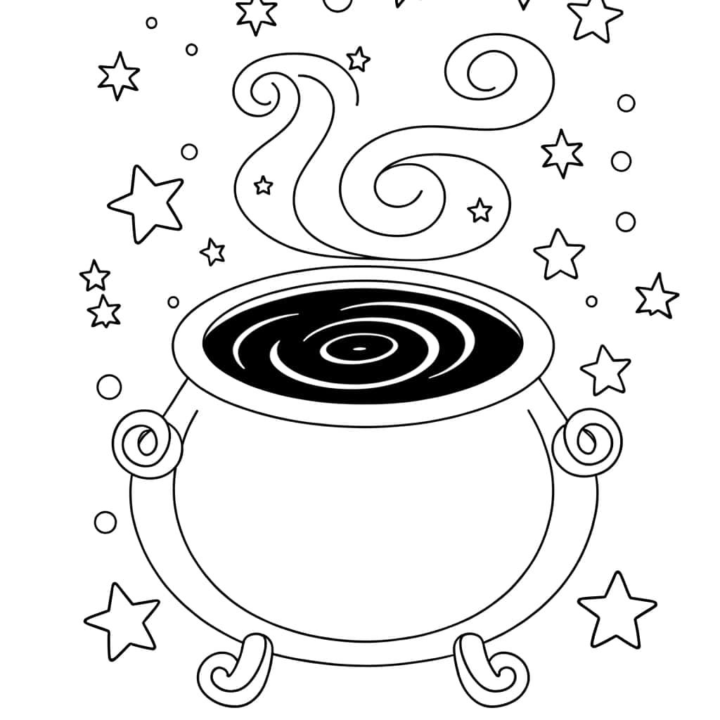 Coloriage Chaudron magique à imprimer et colorier