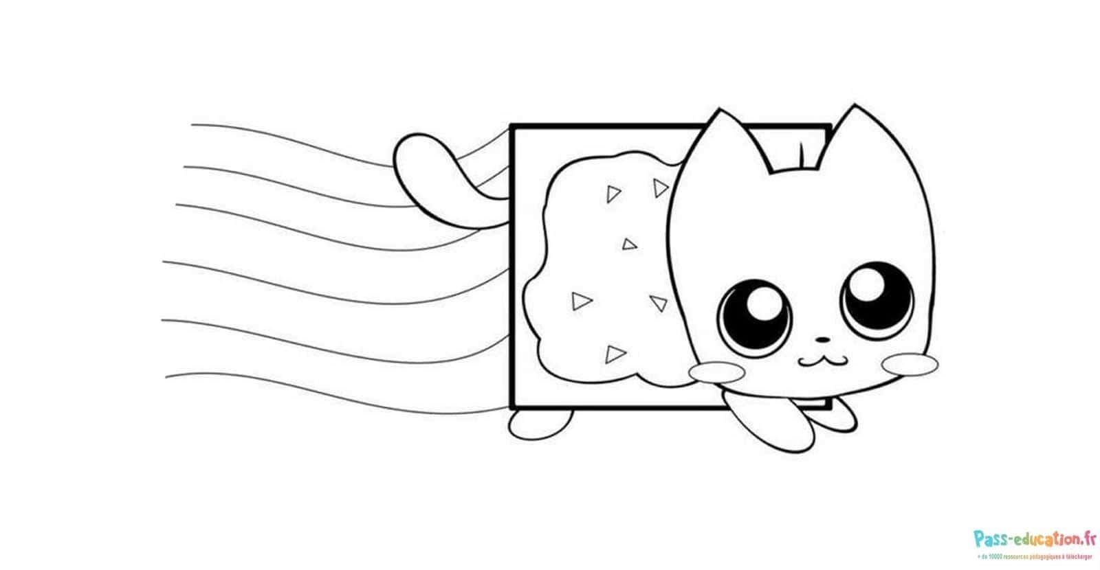 Coloriage Chat Popcorn à imprimer et colorier