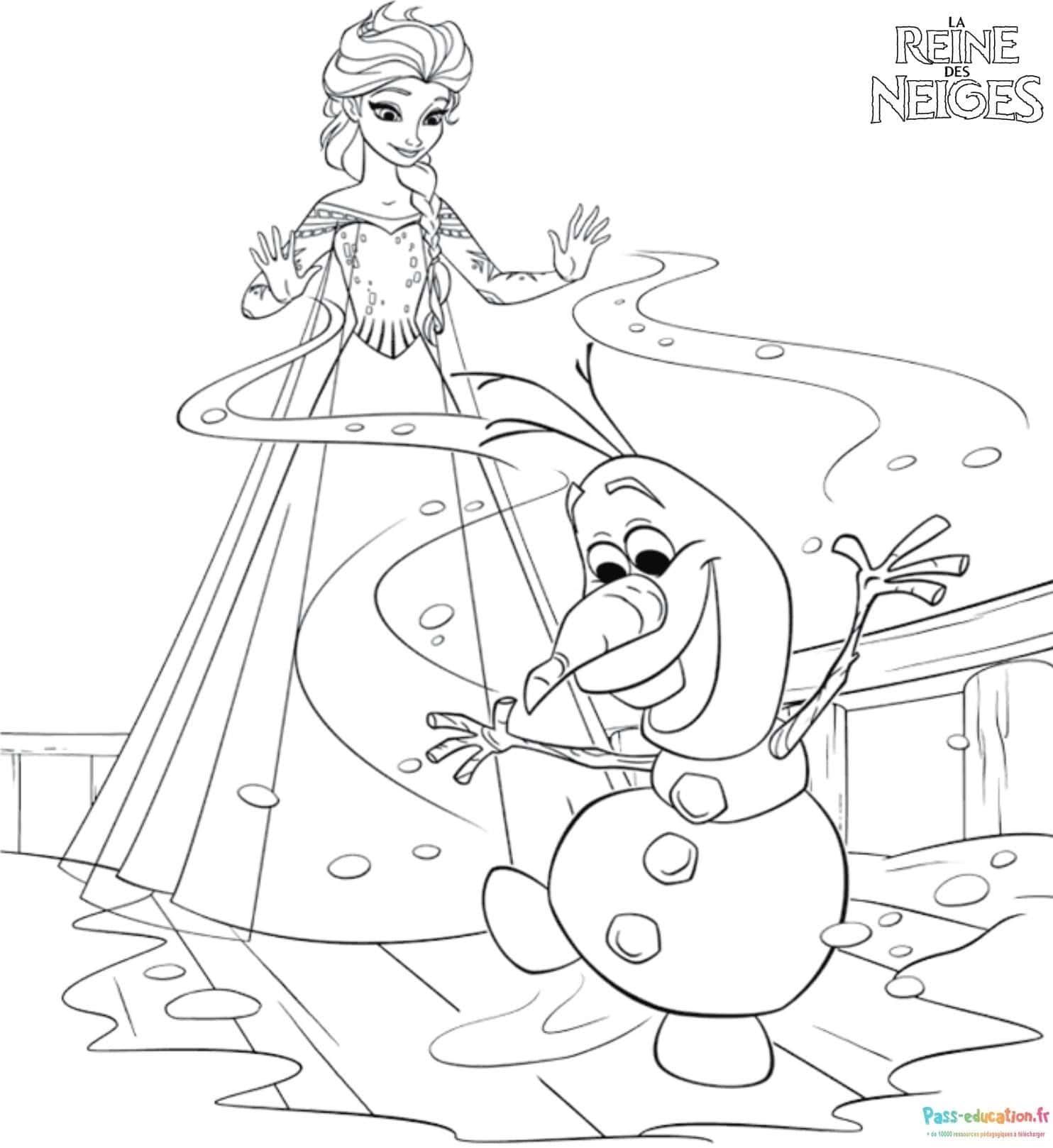 Coloriage Olaf et Elsa à imprimer et colorier