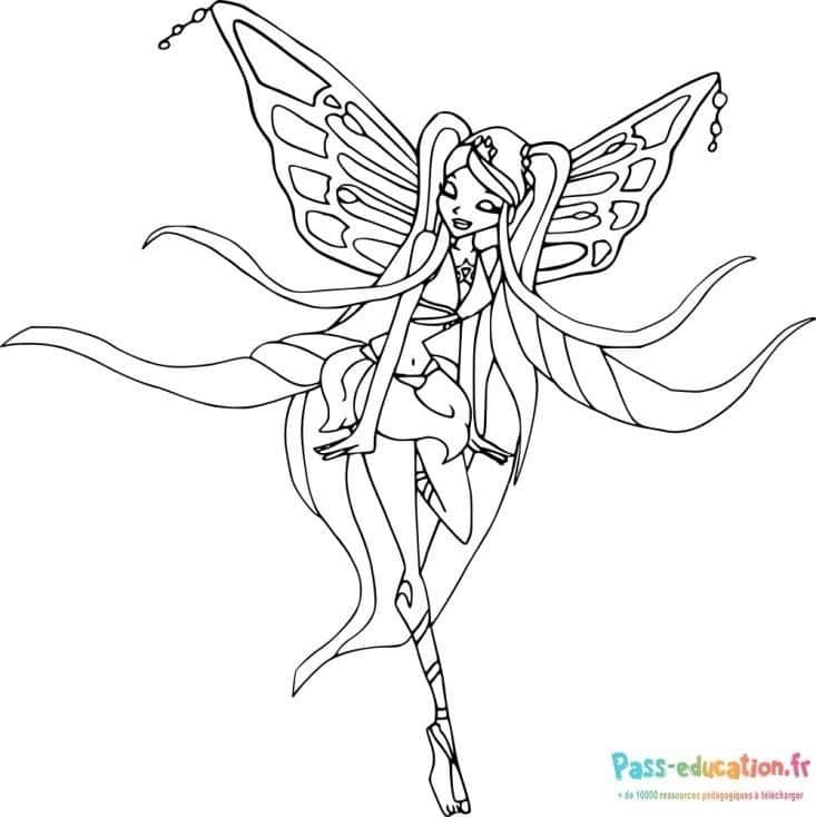 Coloriage Fée élégante à imprimer et colorier