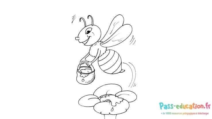 Coloriage Abeille butineuse à imprimer et colorier