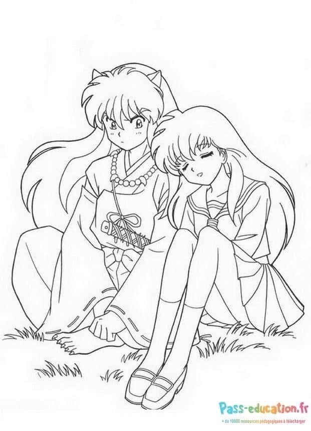 Coloriage Amis manga à imprimer et colorier
