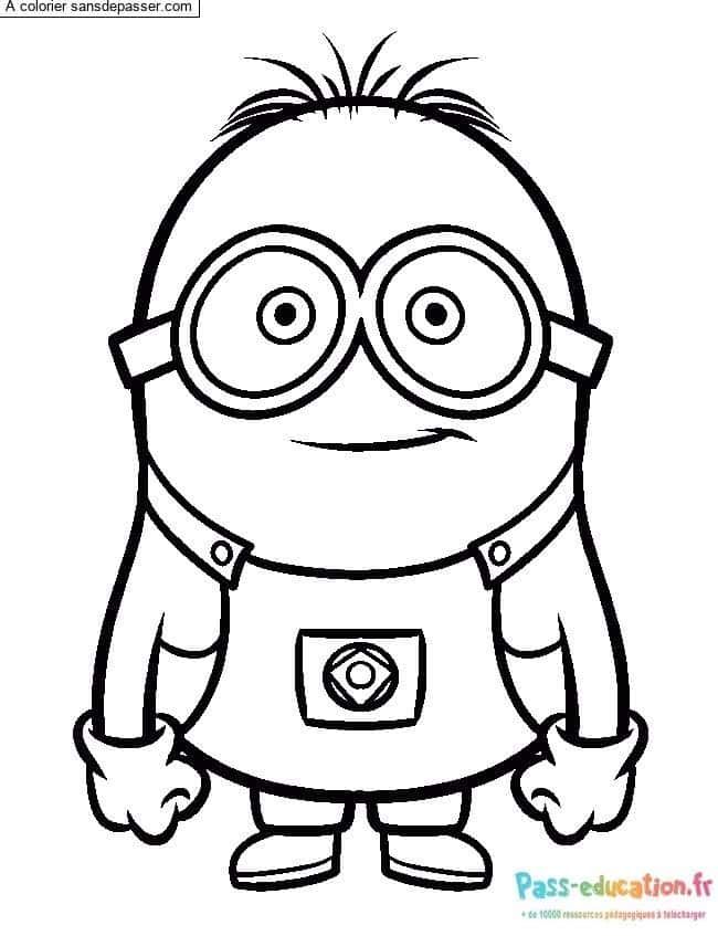 Coloriage Minion souriant à imprimer et colorier
