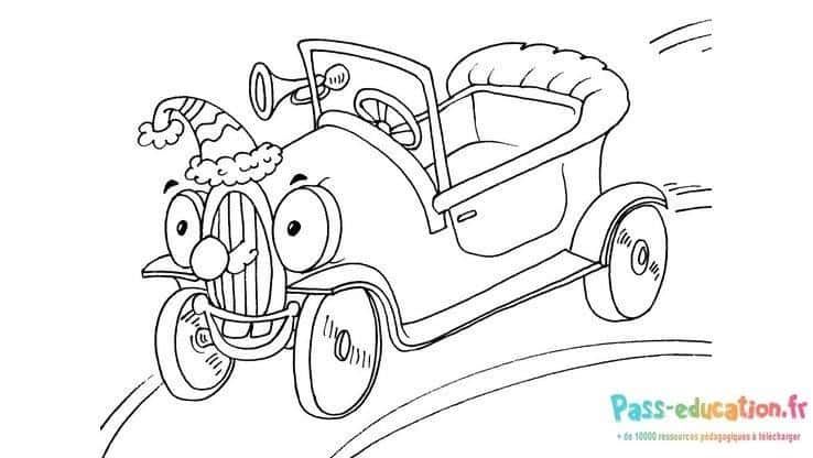 Coloriage Voiture souriante Noël à imprimer et colorier