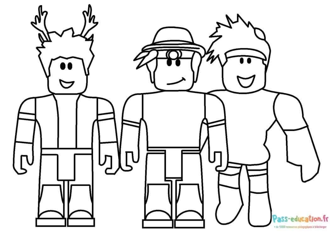 Coloriage Trois personnages Roblox à imprimer et colorier