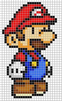 Coloriage Mario pixel à imprimer et colorier