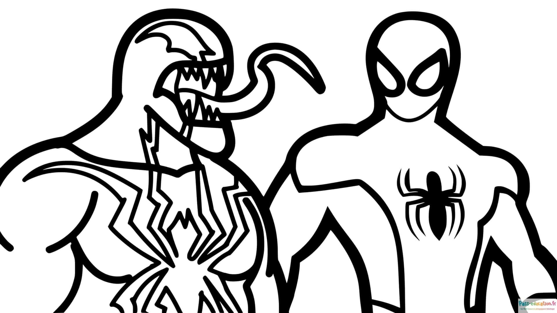 Coloriage Venom et Spider-Man à imprimer et colorier
