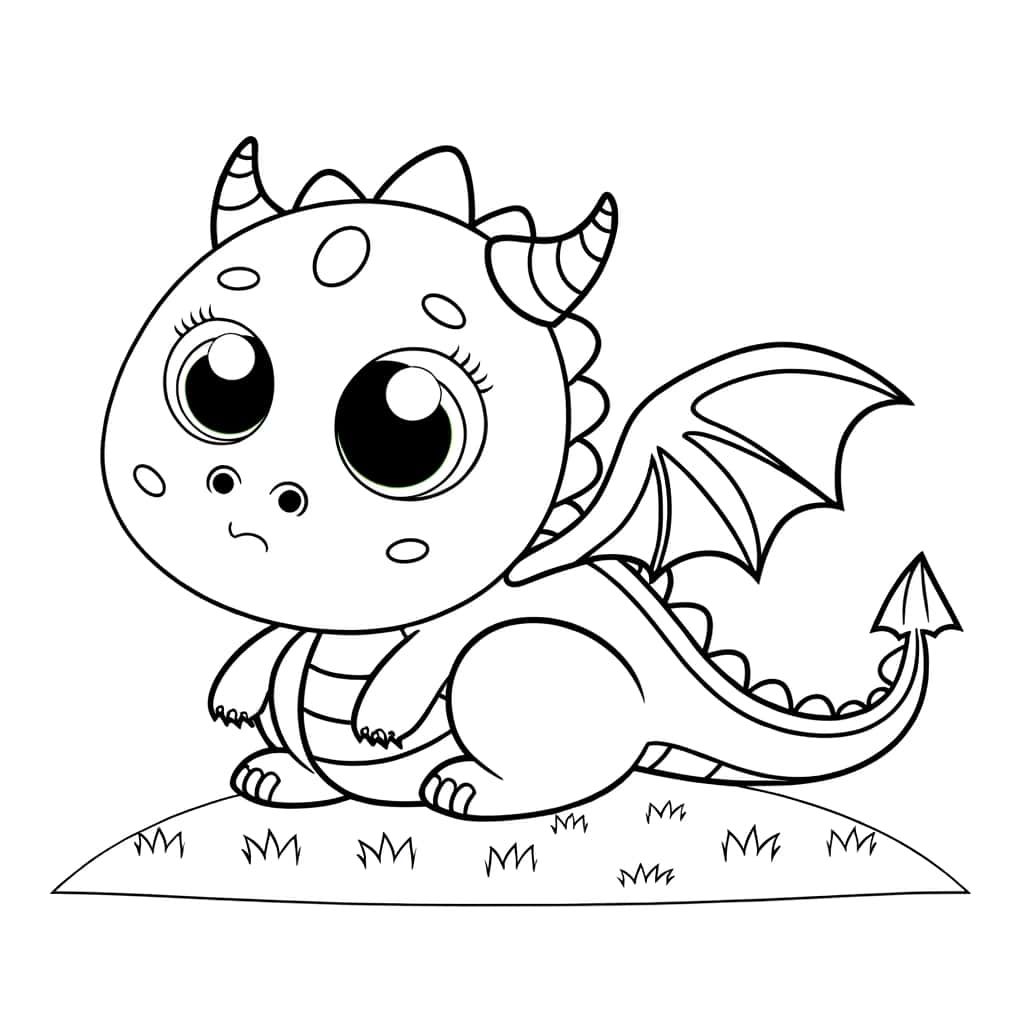 Coloriage Bébé dragon mignon à imprimer et colorier
