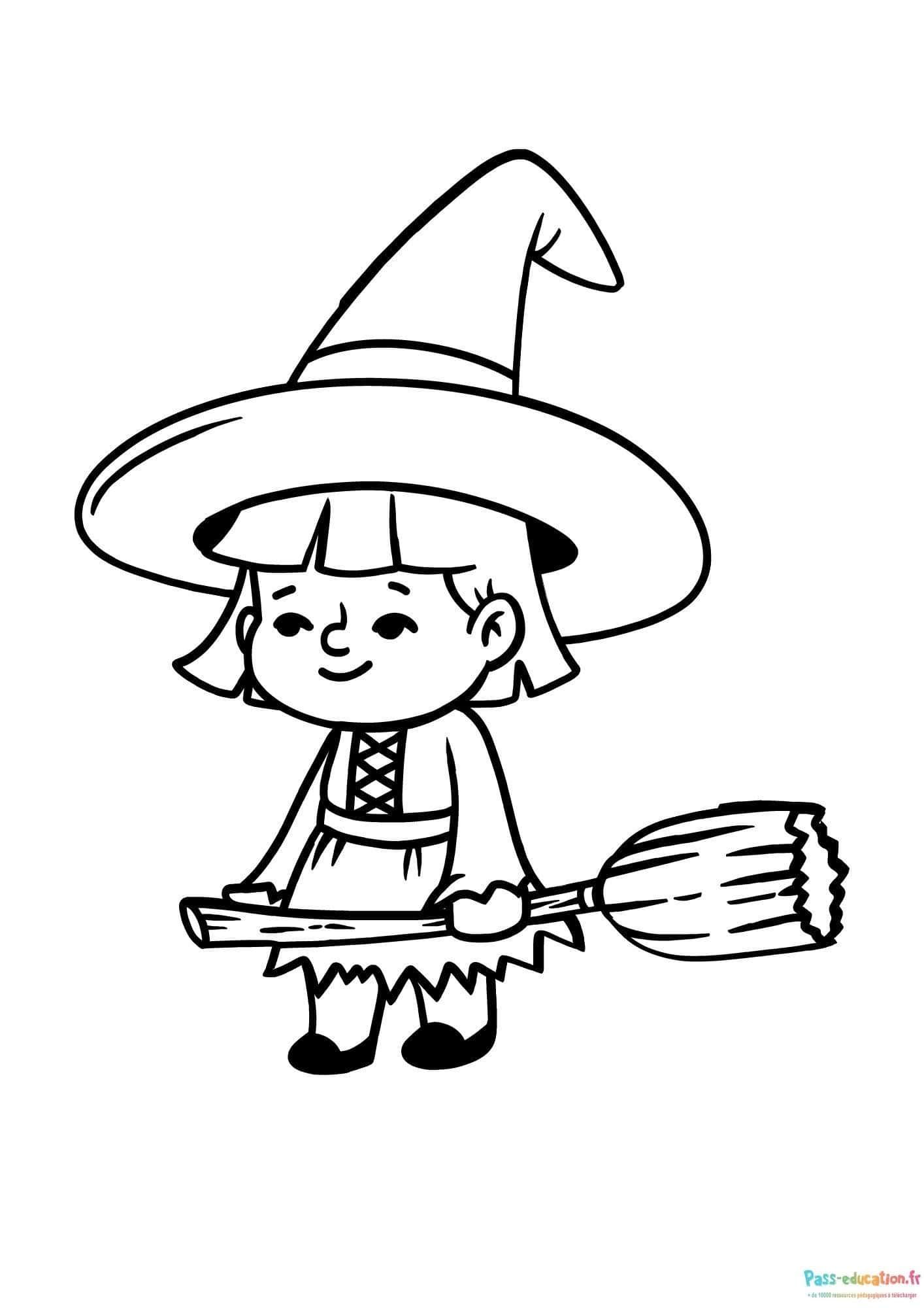 Coloriage Petite sorcière à imprimer et colorier