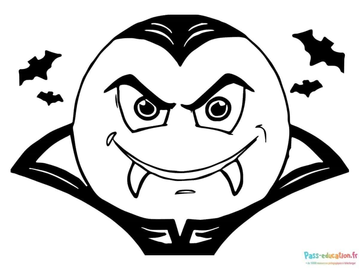 Coloriage Dracula souriant à imprimer et colorier