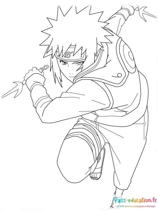 Coloriage Sasuke en action à imprimer et colorier