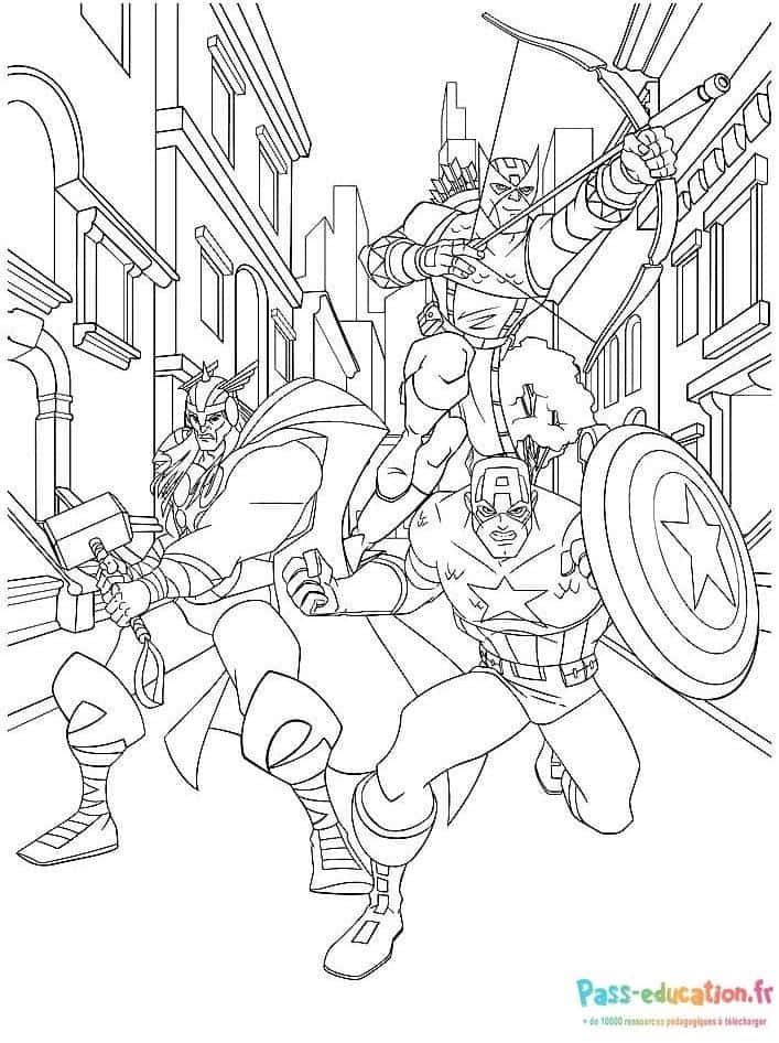 Coloriage Super-héros en action à imprimer et colorier