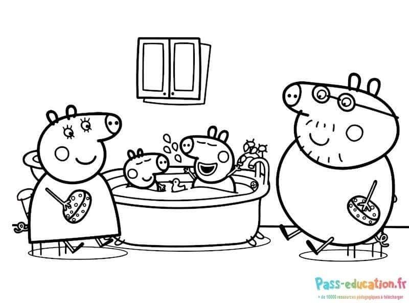 Coloriage Bain de Peppa Pig à imprimer et colorier