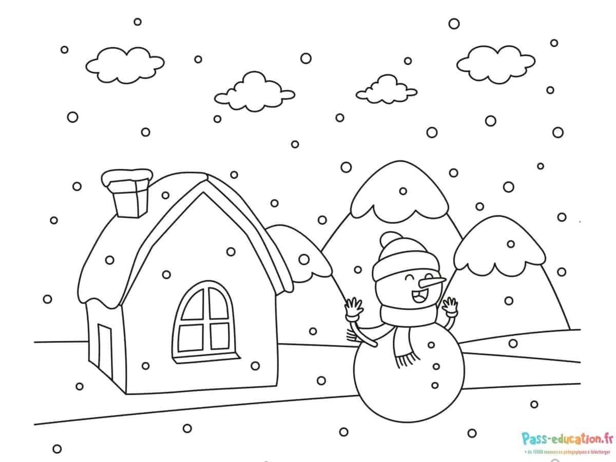 Coloriage Hiver joyeux à imprimer et colorier