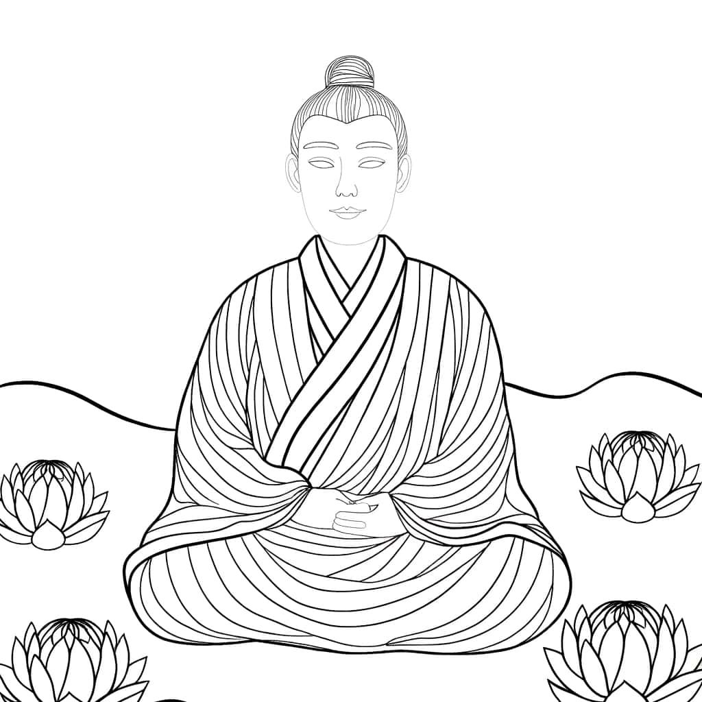 Coloriage Bouddha méditation à imprimer et colorier