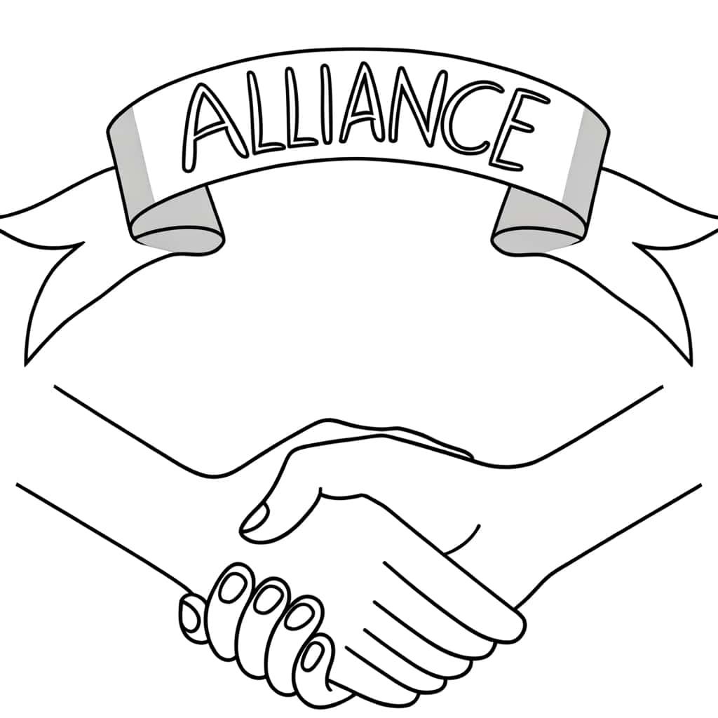 Coloriage Poignée de main Alliance à imprimer et colorier