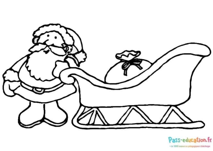 Coloriage Père Noël et traîneau à imprimer et colorier
