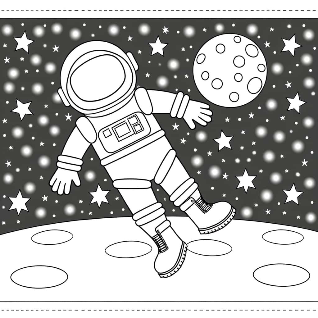 Coloriage Astronaute dans l'espace à imprimer et colorier