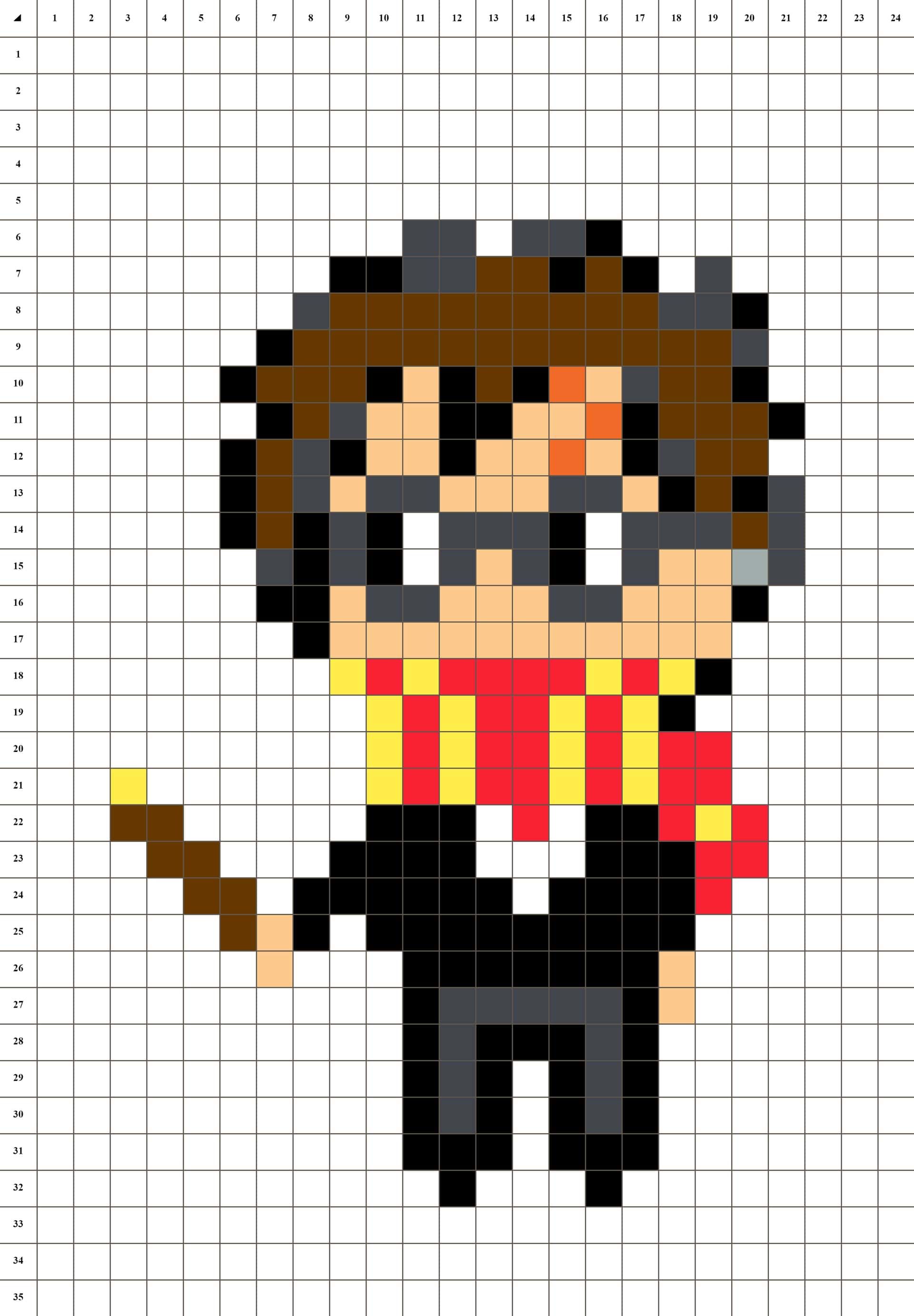 Coloriage Magicien pixelisé à imprimer et colorier