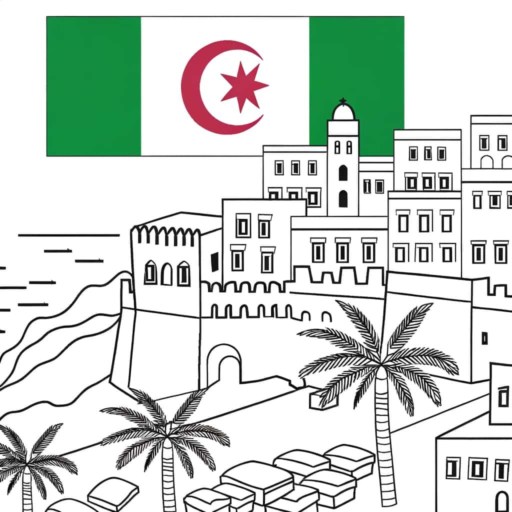 Coloriage Algerie urbaine à imprimer et colorier