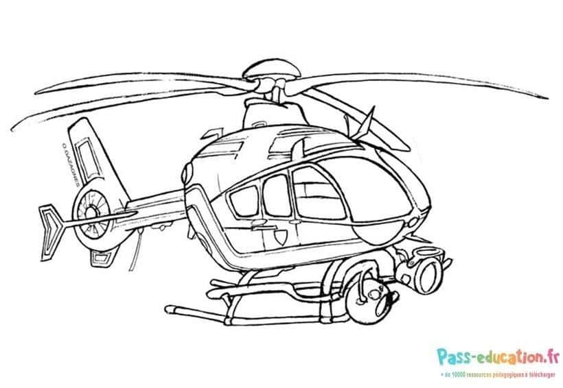 Coloriage Hélicoptère en vol à imprimer et colorier
