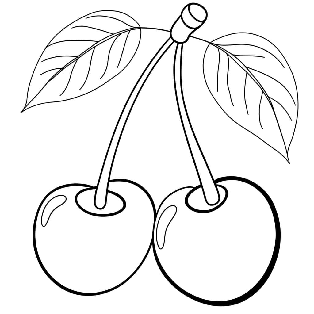 Coloriage Cerises juteuses à imprimer et colorier