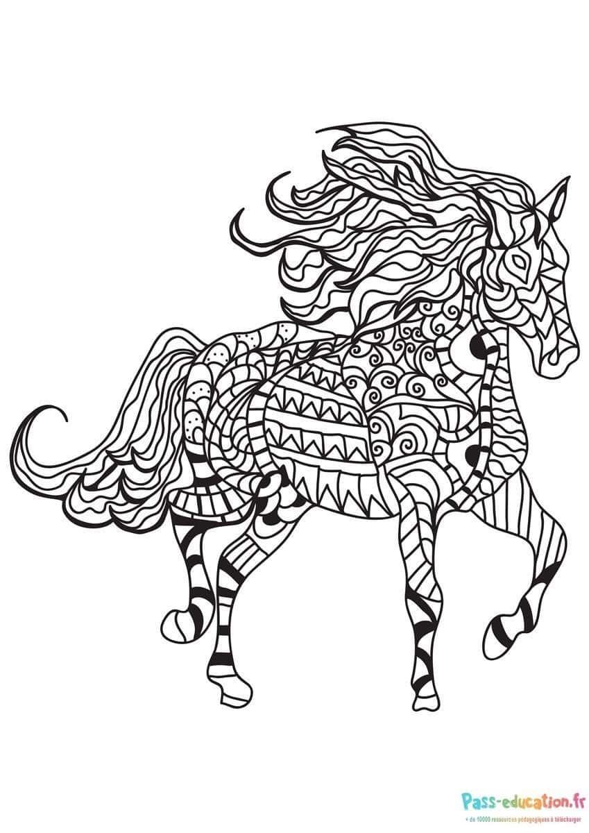 Coloriage Cheval zentangle à imprimer et colorier