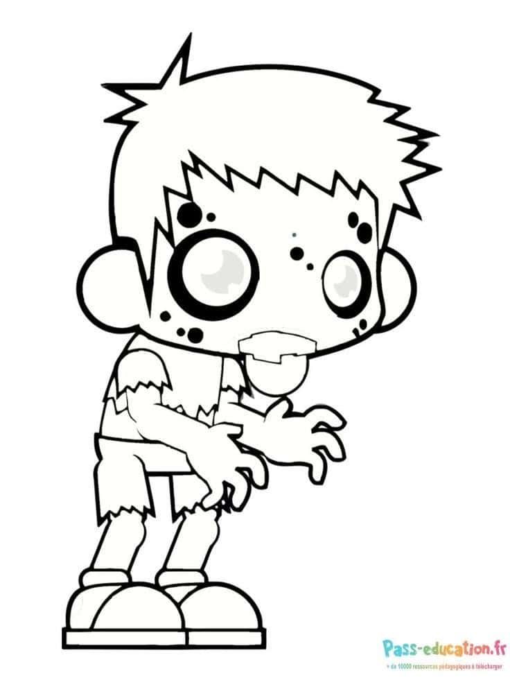 Coloriage Zombie mignon à imprimer et colorier