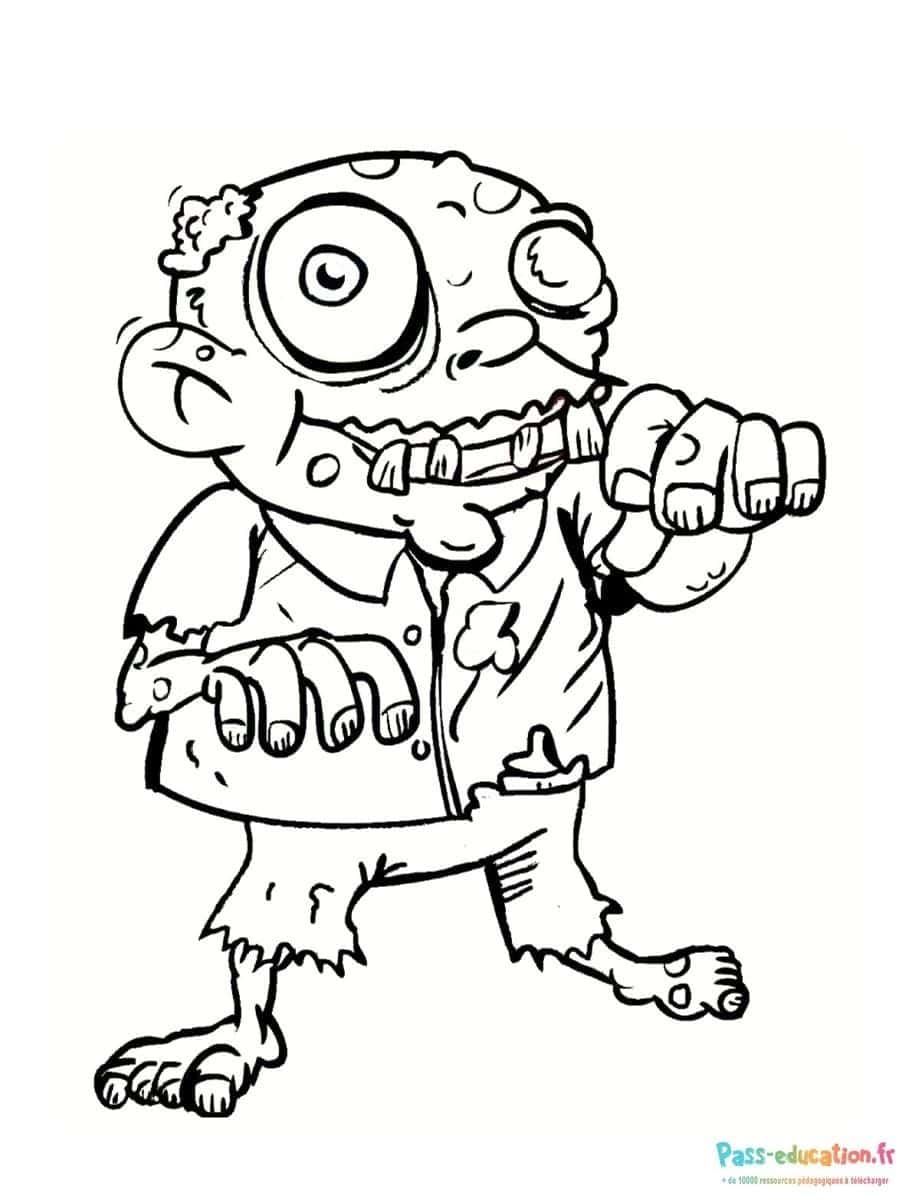 Coloriage Zombie maladroit à imprimer et colorier