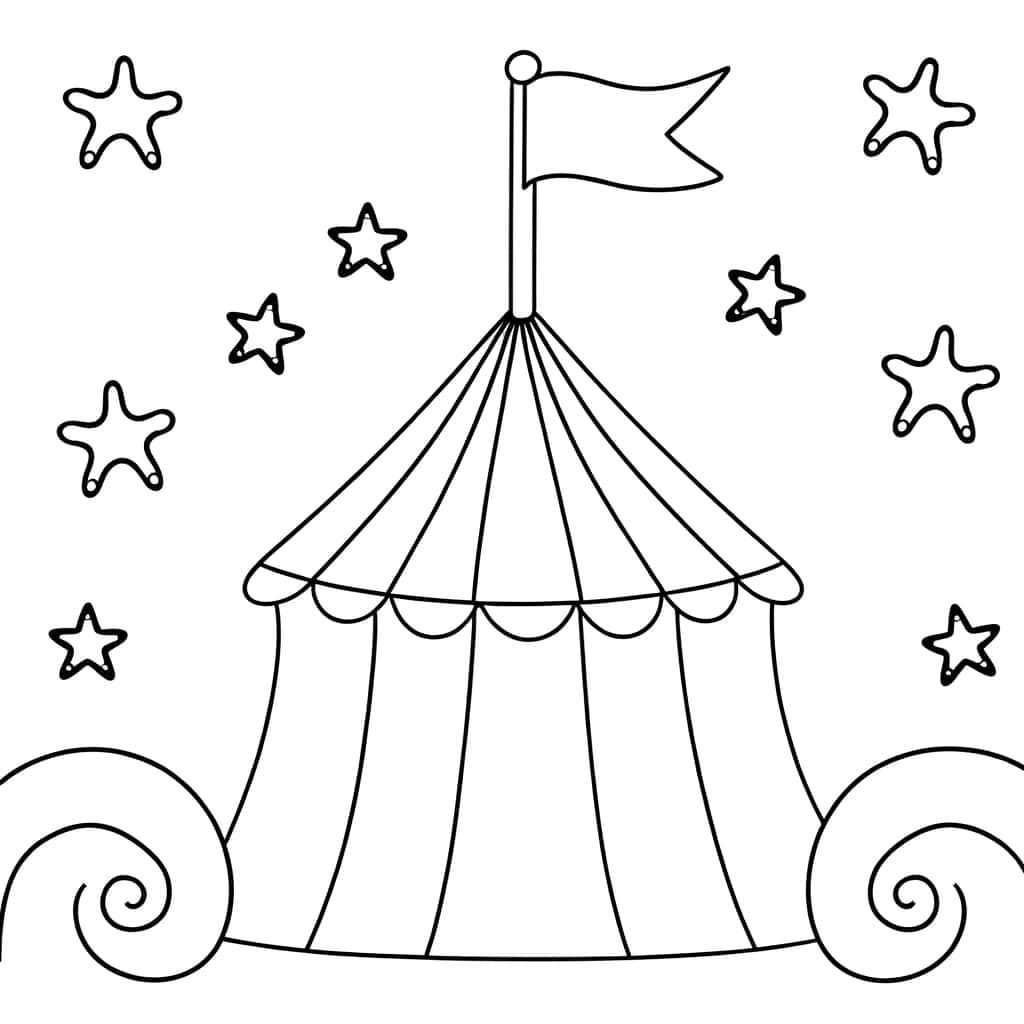 Coloriage Chapiteau Cirque à imprimer et colorier