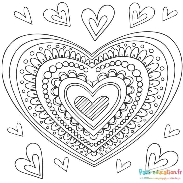 Coloriage Cœurs emboîtés à imprimer et colorier