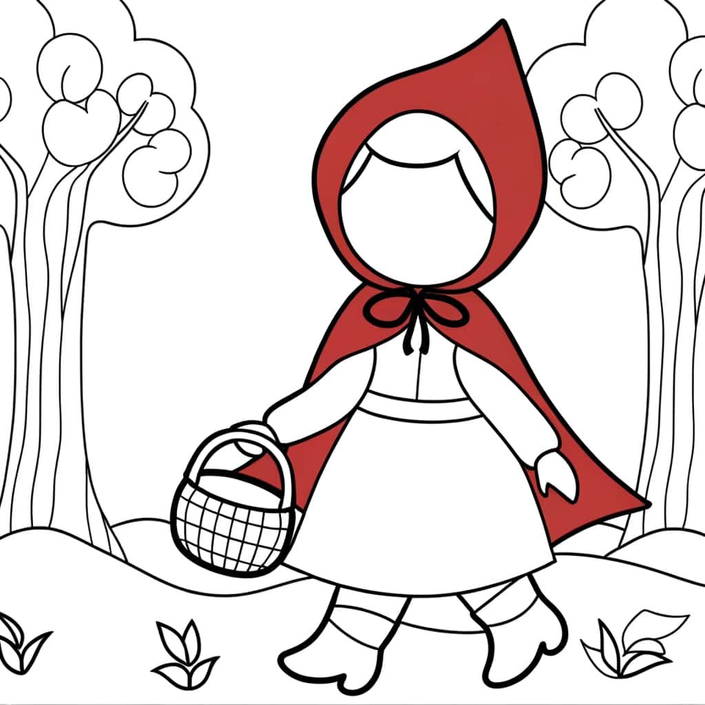 Coloriage Petit Chaperon Rouge à imprimer et colorier