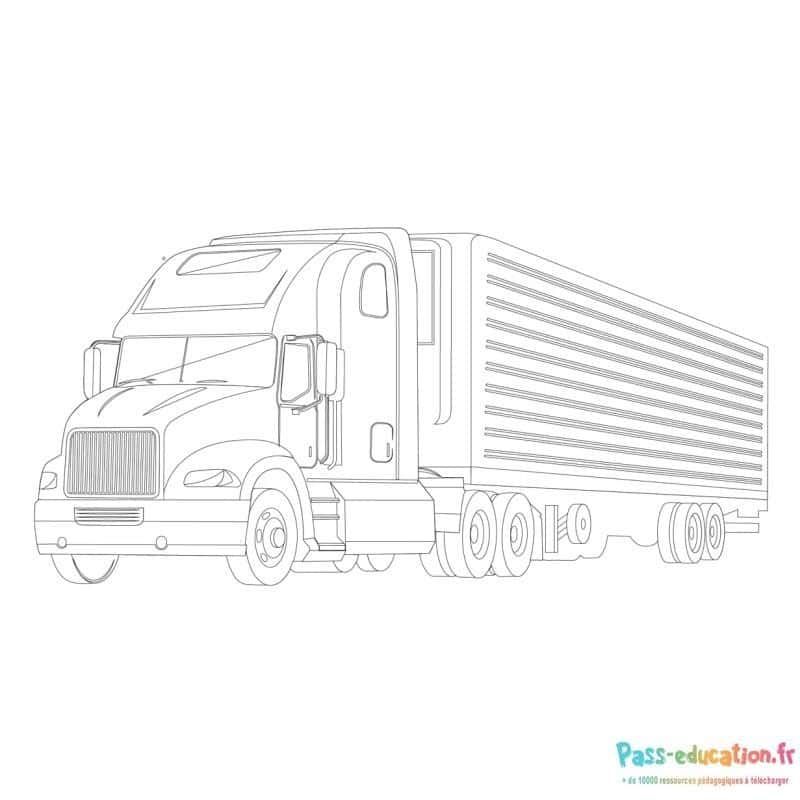 Coloriage Camion remorque à imprimer et colorier