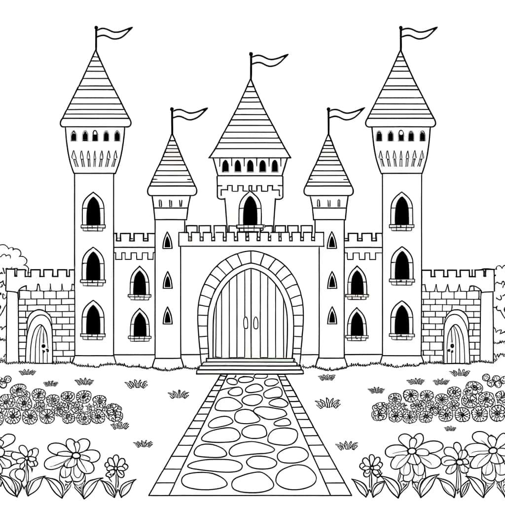 Coloriage Château de princesse à imprimer et colorier