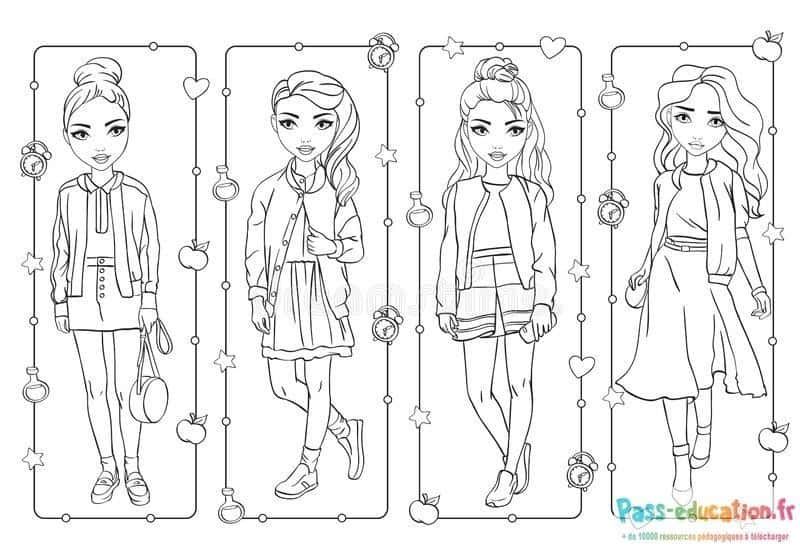 Coloriage Mode filles stylées à imprimer et colorier