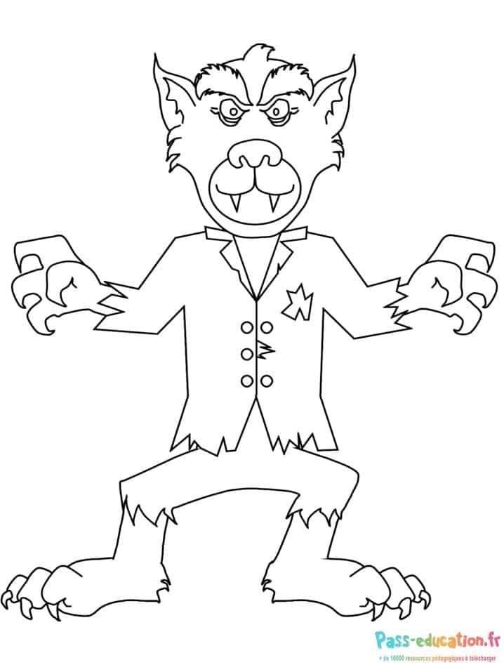 Coloriage Loup Garou élégant à imprimer et colorier