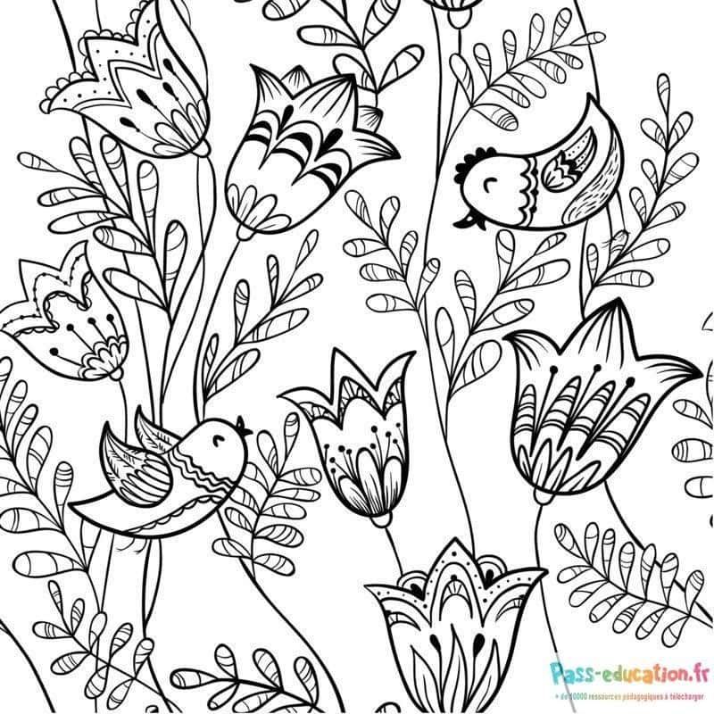 Coloriage Printemps joyeux à imprimer et colorier