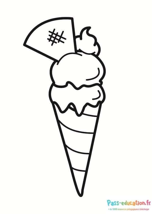 Coloriage Cône de glace à imprimer et colorier