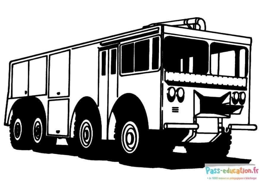 Coloriage Camion de pompier à imprimer et colorier
