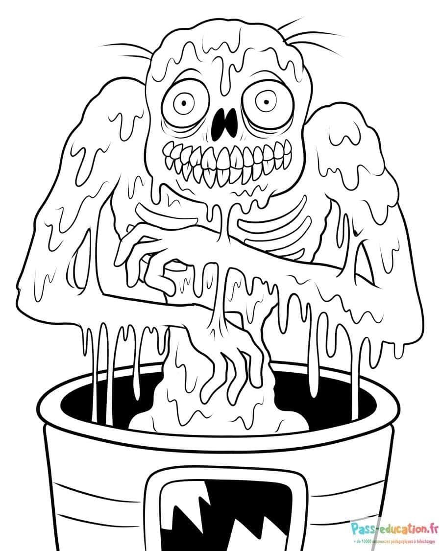 Coloriage Zombie fondant à imprimer et colorier