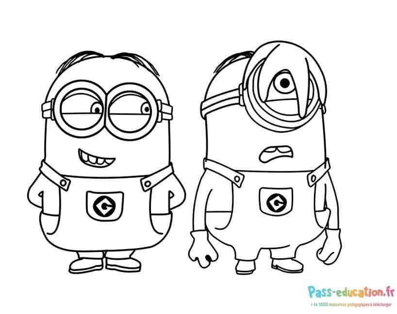 Coloriage Minions amicaux à imprimer et colorier