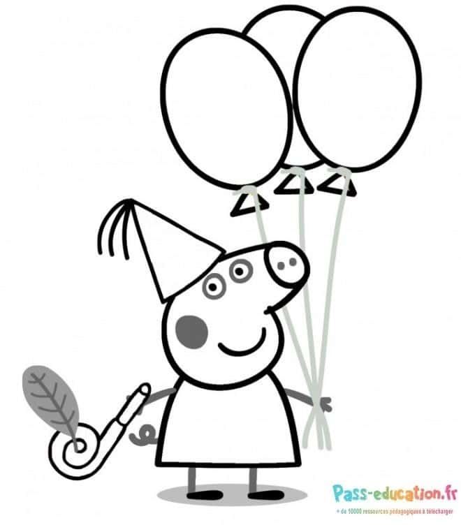 Coloriage Peppa Pig Fête à imprimer et colorier