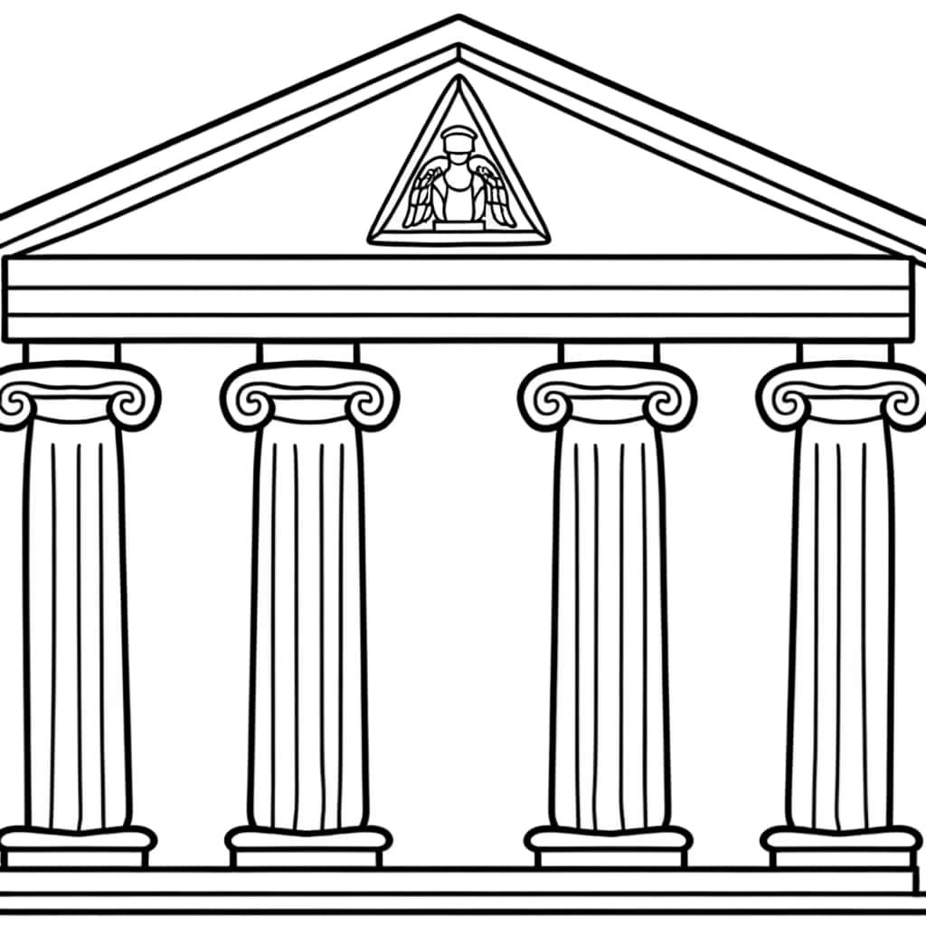 Coloriage Temple antique à imprimer et colorier