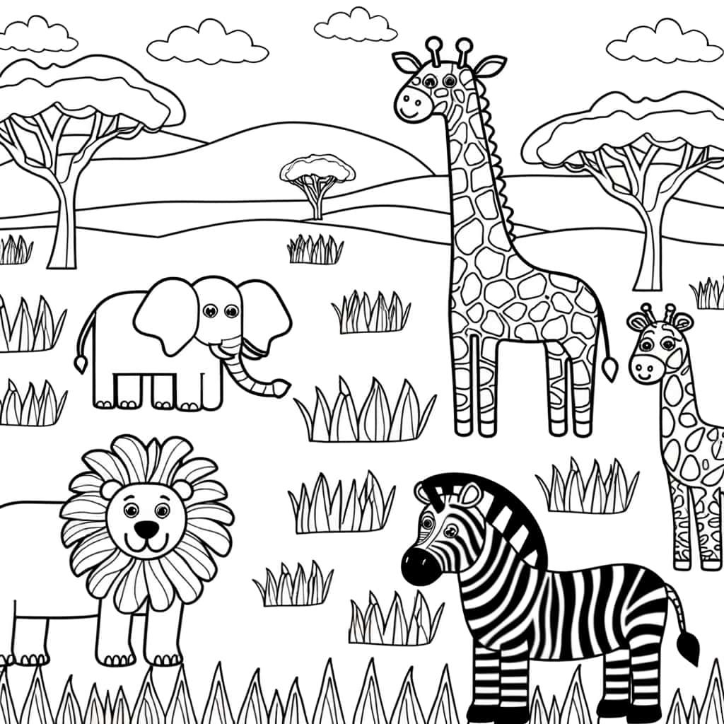 Coloriage Animaux sauvages d'Afrique à imprimer et colorier