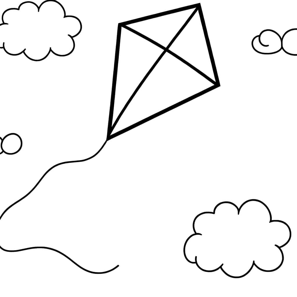Coloriage Cerf-volant dans le ciel à imprimer et colorier