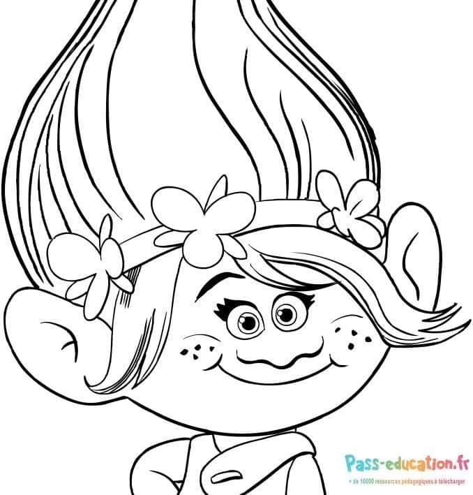 Coloriage Troll joyeux à imprimer et colorier