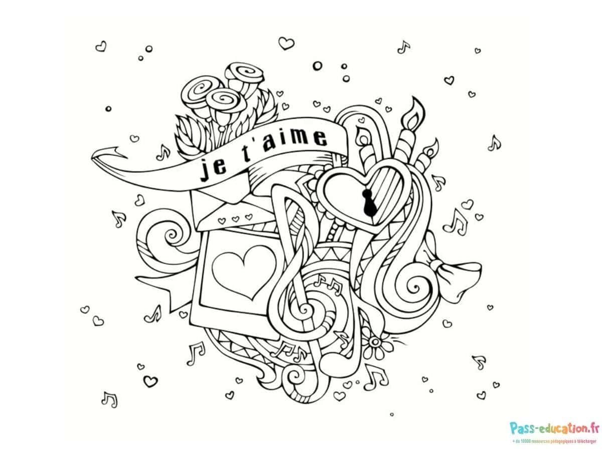 Coloriage Amour musical à imprimer et colorier