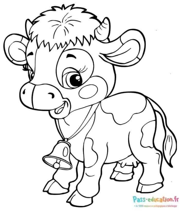 Coloriage Vache souriante à imprimer et colorier
