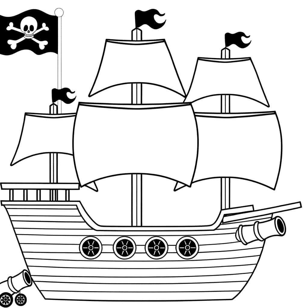 Coloriage Bateau pirate à imprimer et colorier