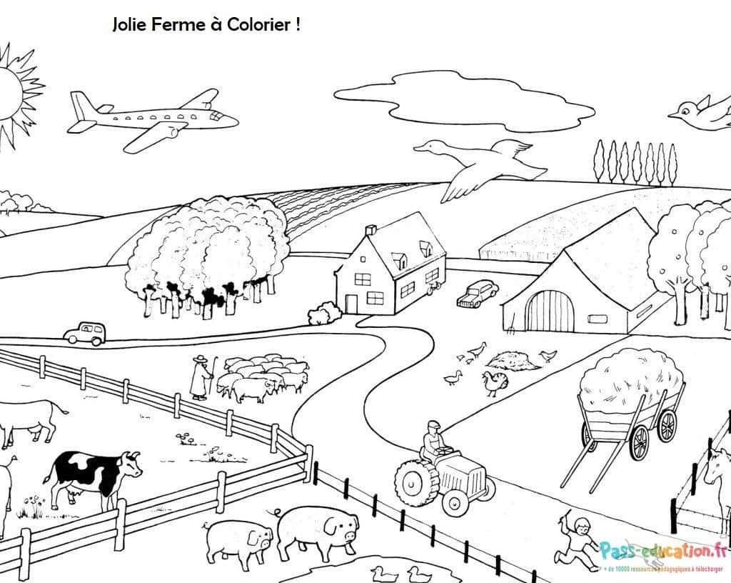 Coloriage Ferme animée à imprimer et colorier